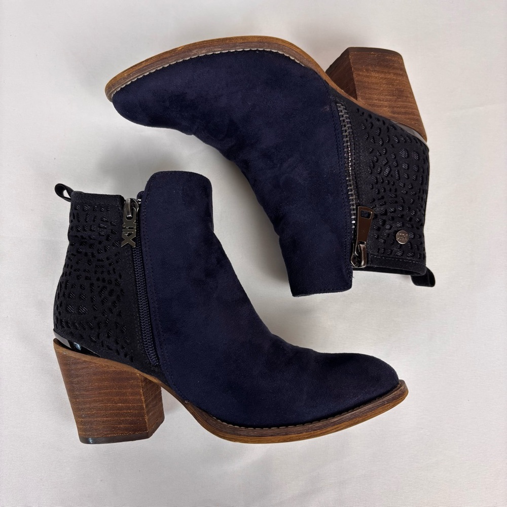 Xti Territory Ankle Boots Suede Chunky Western Casual Booties Blue Sz 36/5.5 - Picture 8 of 15